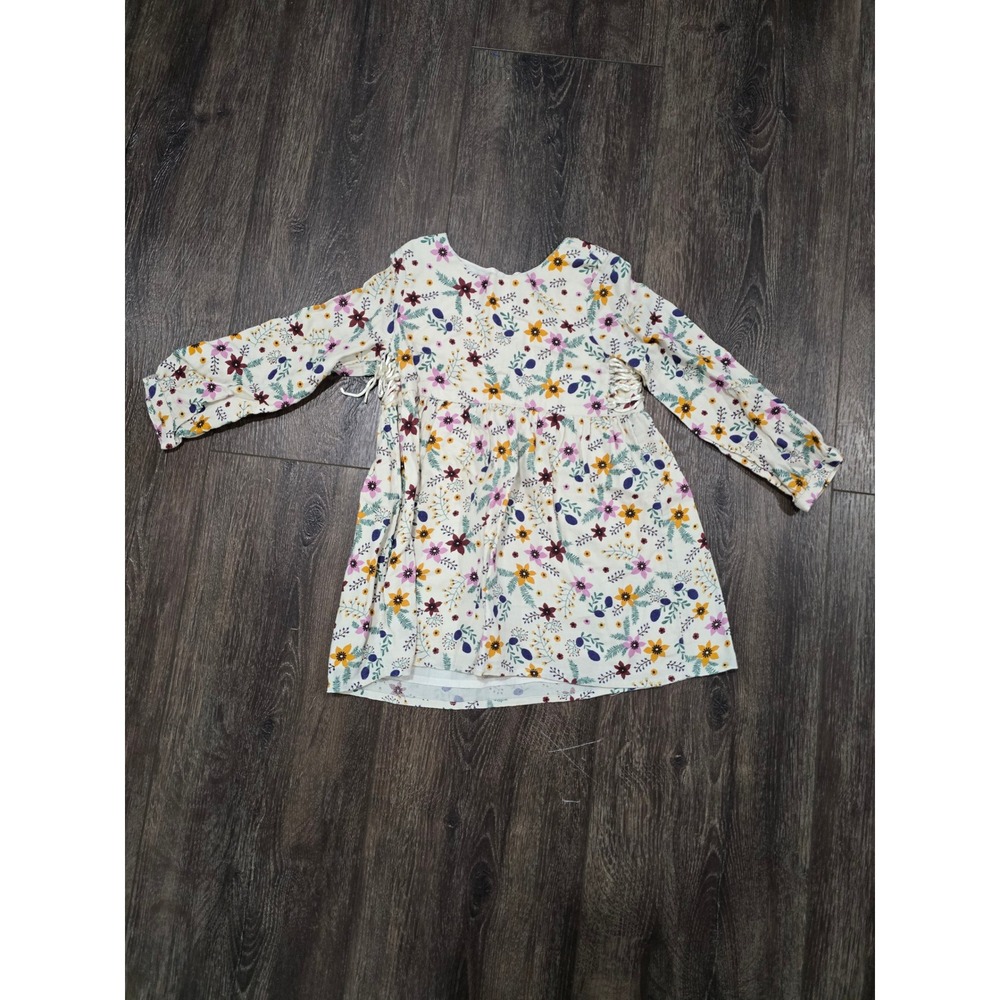 Sweet Magnolia Girls Floral Long Sleeve Dress White Purple Yellow Size 4T